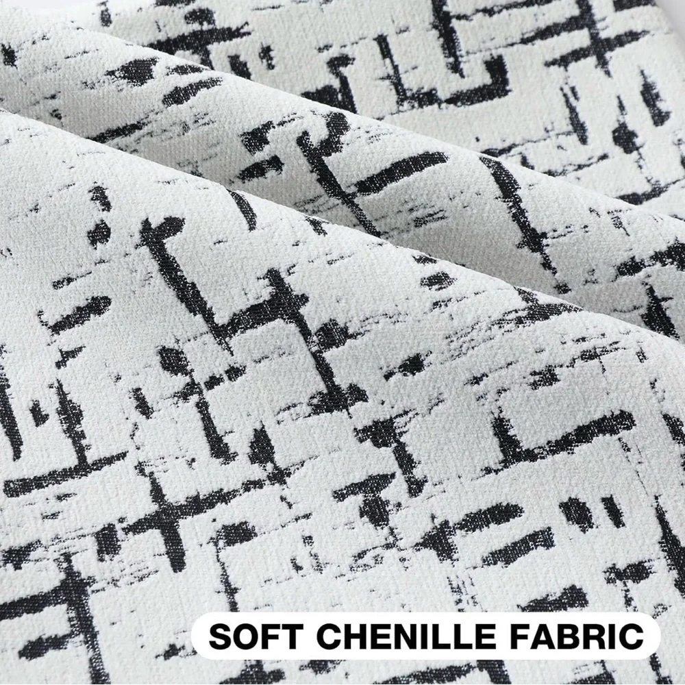 NIB FUTEI Black White Chenille Throw Pillow Covers 20x20 Inch Set of 2